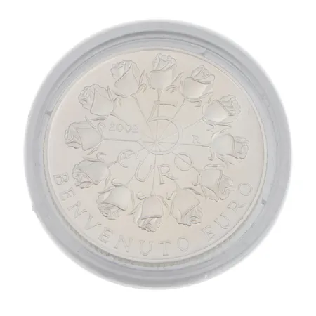 Hopearaha, San Marino 2002, Benvenuto, nimellisarvo 5, 925, Paino: 18 g