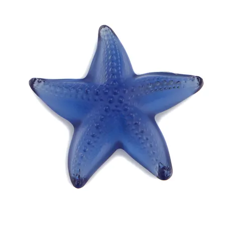 Koriste-esine / paperipaino Lalique, meritähti, mitat 10x10cm, tummansininen