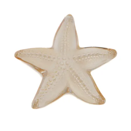 Koriste-esine / paperipaino Lalique, meritähti, mitat 10x10cm, vaaleankeltainen