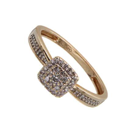 Timanttisormus 42xn.0.005ct, 4xn.0.01ct ja 1xn.0.02ct, koko 16, 585, Paino: 1,9 g