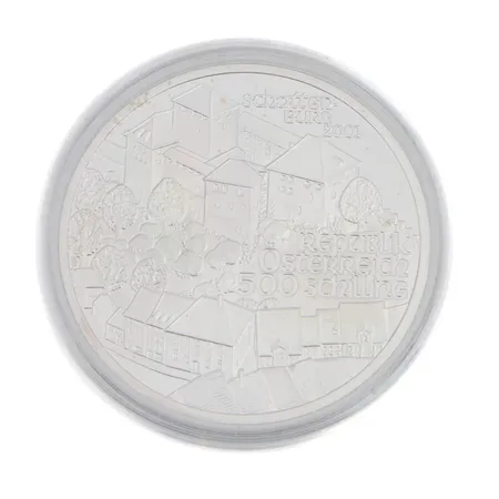 Hopearaha, 500 Schilling 2001, 925, Paino: 24,2 g