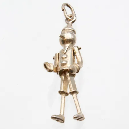 Pinokkio-riipus, korkeus 45mm, leveys 12mm, riipus-lenkki poikki, 925, Paino: 6,6 g