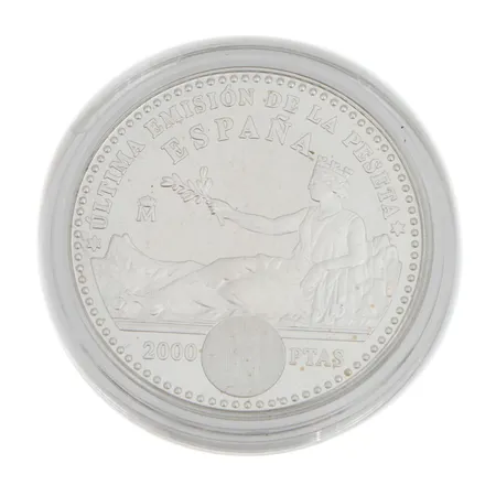 Hopearaha, Espanja 2000 Pesetas 2001, 132nd Anniversary of the Peseta, 925, Paino: 18 g