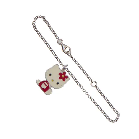 Hello Kitty rannekoru, riipuksen korkeues22mm, ketjun pituus 16-19cm, 925br, Paino: 4 g