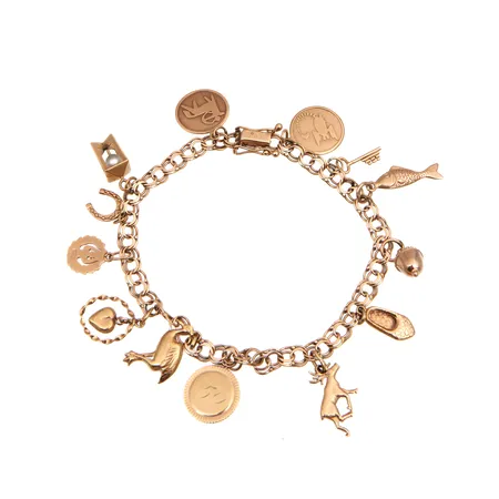 Bismarck-ranneketju maskoteilla, kaiverrettu, pituus 195mm, 585br, Paino: 15,4 g