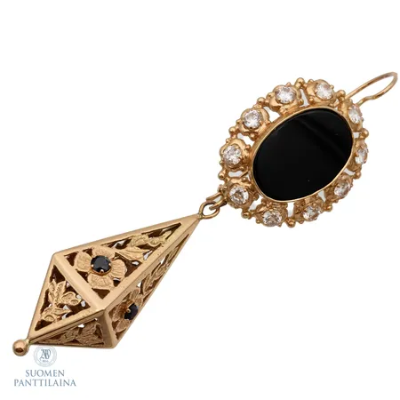 Korvakoru ja puntti kivillä, korkeus 90mm, leveys 25mm, 585br, Paino: 15 g