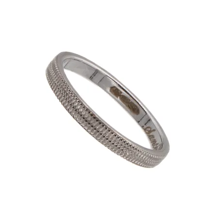 Kuvioitu sormus, koko 15, 585 valkokulta, Paino: 1,6 g