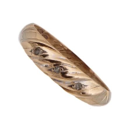 Timanttisormus 3xn.0.005ct, kaiverrettu, koko 17½, 585, Paino: 1,9 g