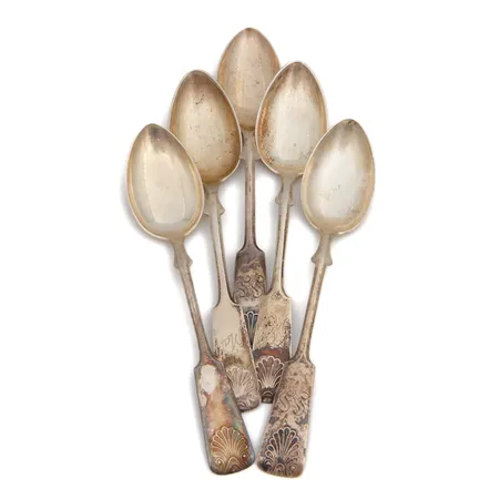 Viisi kahviluskkaa, Musla, kaiverrettu, pituus 125mm, 813, Paino: 59,7 g