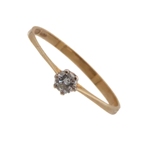 Timanttisormus 1xn.0.15ct, koko 21, 750 kelta- ja valkokulta, Paino: 1,6 g