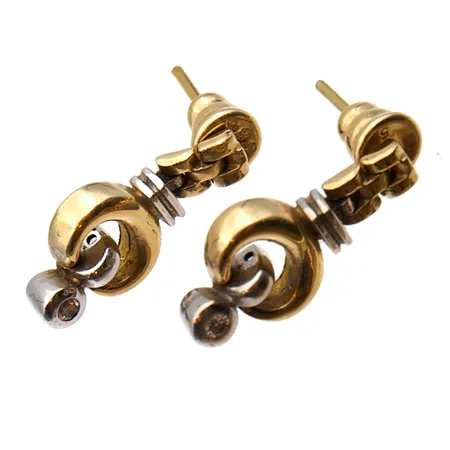 Timanttikorvakorut 2xn.0.02ct, korkeus 20mm, leveys 4-10mm, 585br, Paino: 5,9 g