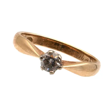 Timanttisormus 1xn.0.15ct, koko 15¾, kaiverrettu, 585, Paino: 2,1 g