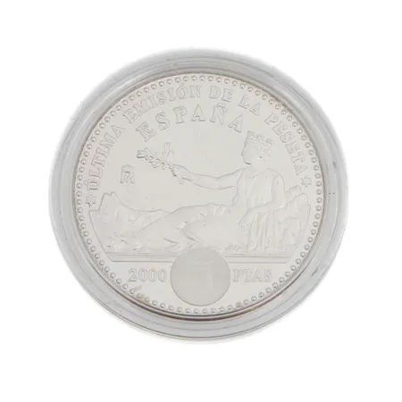 Hopearaha, Espanja 2000 Pesetas 2001, 132nd Anniversary of the Peseta, 925, Paino: 18 g