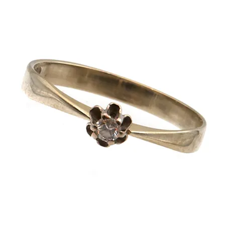 Viallinen timanttisormus 1xn.0.05ct, 750 valkokulta,  Paino: 1,3 g