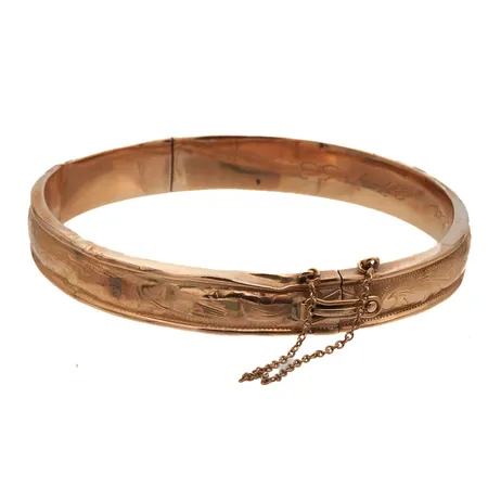 Viallinen rannerengas, kaiverrettu, toinen puolikas ontto, 585br, Paino: 13,3 g