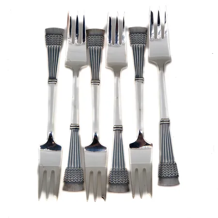 Kuusi leivoshaarukkaa, Tähkä, pituus 142mm, käyttämättömät, rasia, 830,  Paino: 156,5 g