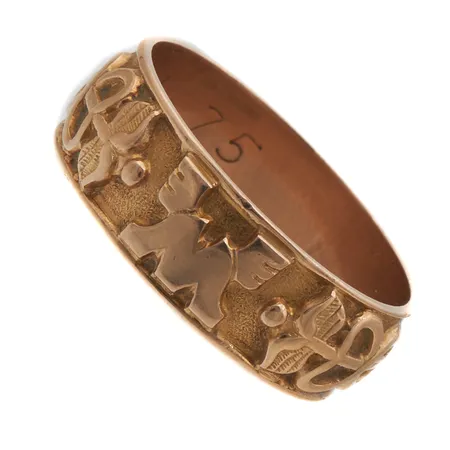 Ammattisormus, koko 17½, kaiverrettu, 585, Paino: 3,9 g