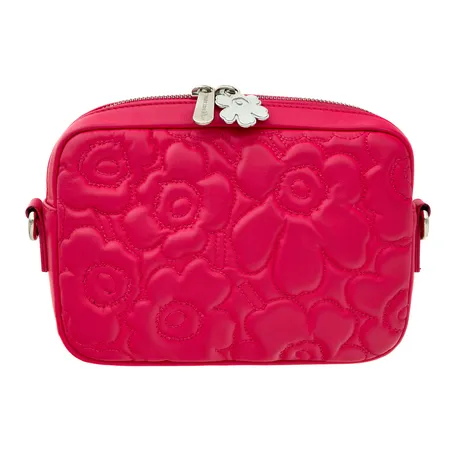 Olkalaukku, Marimekko, Soft Gratha Unikko, mitat 24x16x6cm pinkki, säädettävä olkahihna, oranssi, metalliosissa vähäisiä käytön jälkiä, dustbag