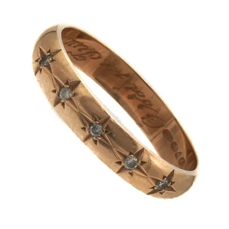 Timanttisormus 5xn.0.01ct, kaiverrettu, koko 18¼, 585, Paino: 3,4 g