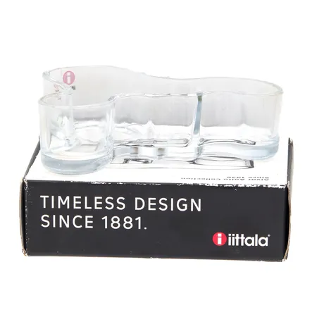 Aalto-maljakko Iittala, design Alvar Aalto, mitat 35x135mm, kirkas, laatikko