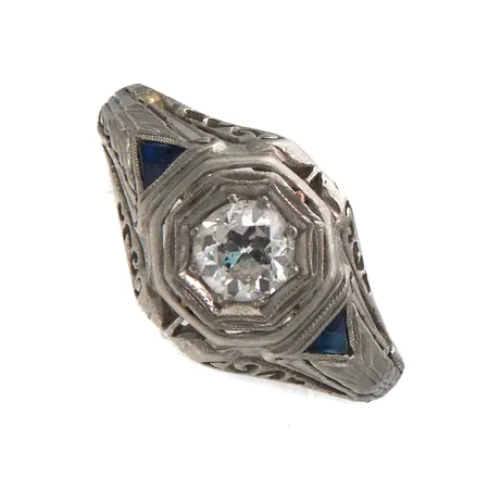 Timanttisormus kivillä 1xn.0.35ct, yksi kivi halki, koko 16¼, 950pt, Paino: 0 g