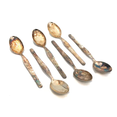 Kuusi ruokalusikkaa, Tapio, kaiverrettu, pituus 180mm, 916-925, Paino: 251,6 g