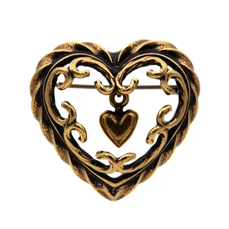 Rintaneula, Talon sydän, Kalevala, mitat 27x25mm, pronssia