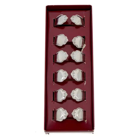 Kuusi lautasliinarengasta, Chippendale, leveys 50mm, 830, Paino: 61,3 g