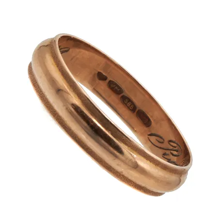 Sileä sormus, kaiverretu, koko 19¼, 585, Paino: 3,2 g