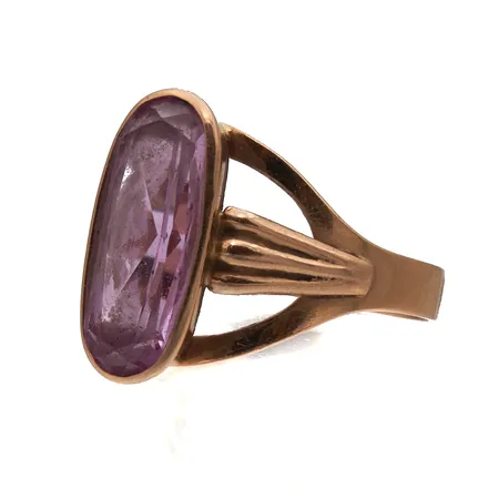 Viallinen kivisormus, runko vääntynyt, 585br, Paino: 4 g