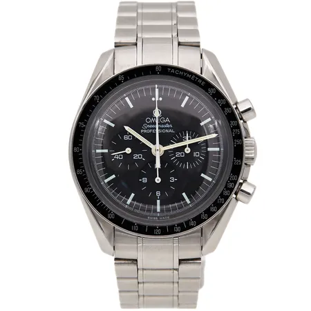 Teräsrannekello Omega Speedmaster, mekaaninen, rungon Ø 42mm, cal.1861, sr:77128866, hihnan pituus 195mm, kuorentunniste: 145.0022 345.0022. *Tuote nähtävissä Kaivopihan konttorissa* Paino: 0 g