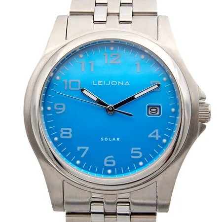 Teräsrannekello Leijona, 74 Solar 5012-2590 Azure Blue Limited Edition, 026/100, rungon Ø 38mm, rannekkeen pituus 180mm.