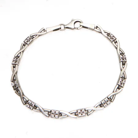 Kiviranneketju, pituus 195mm, leveys 4mm, 925br,  Paino: 9,6 g