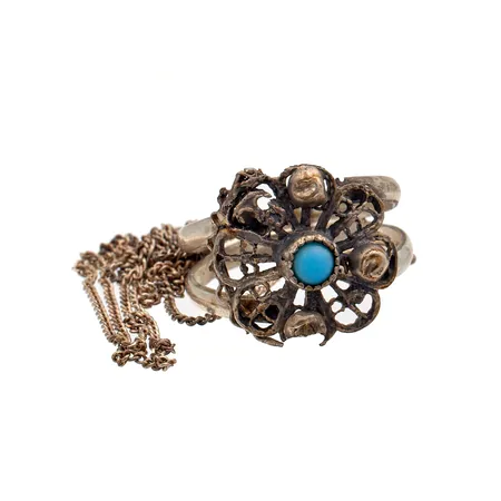 Viallinen kaulaketju ja kivisormus, 830br, Paino: 4,9 g