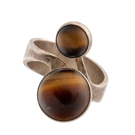 Tiikerinsilmä-sormus, koko 17, koko muunneltavissa, 925br, Paino: 5,6 g