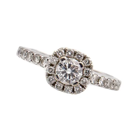 Timanttisormus Suokko yht. 0.62ct, laboratoriotimantteja, Emma S B BR30 25, koko 15¼, kaiverrettu, Suokko Jewelry aitouskortti, 585br valkokultaa, Paino: 2,7 g