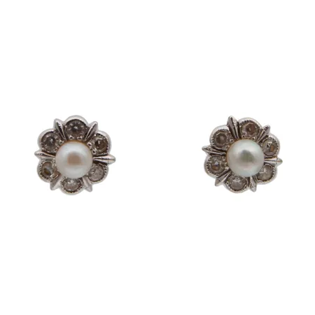 Helmikorvakorut timanteilla, 12xn.0.005ct, Ø 6mm, taustat puuttuvat, 750br,  Paino: 1,1 g