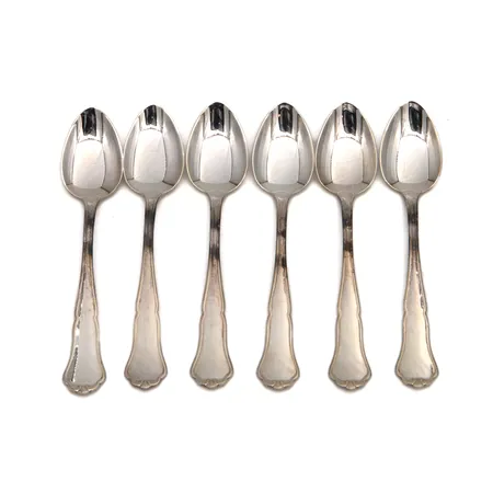 Kuusi kahvilusikkaa, Chippendale, pituus 115mm, 830,  Paino: 77,5 g