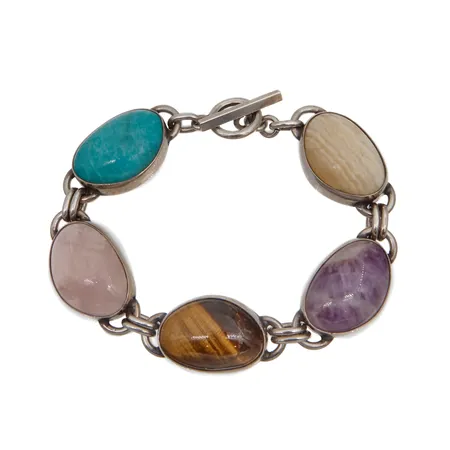 Kivirannekoru, pituus 195mm, kivien leveys 15mm, 925br,  Paino: 36,5 g