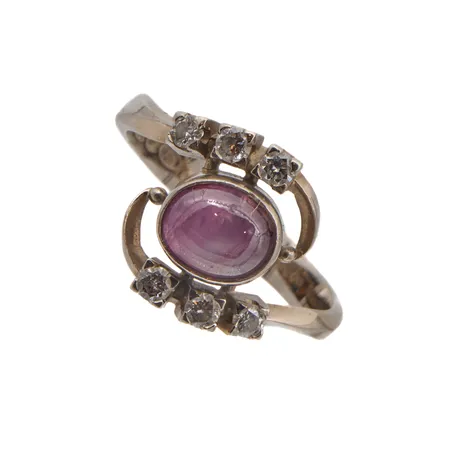 Kivisormus timanteilla 6xn.0.04-0.05ct, koko 18½, 750br valkokulta,  Paino: 5,2 g