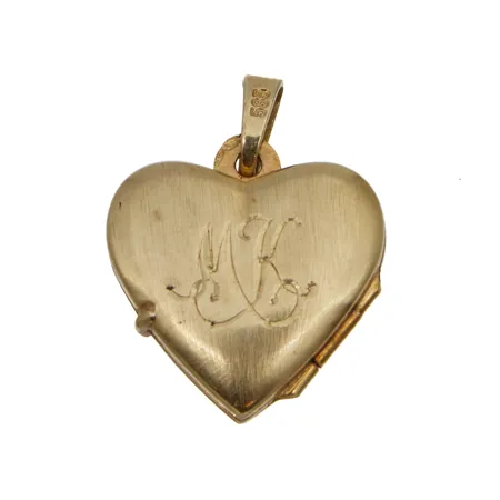 Sydänmedaljonki, korkeus 22mm, kaiverrettu, 585,  Paino: 2,2 g