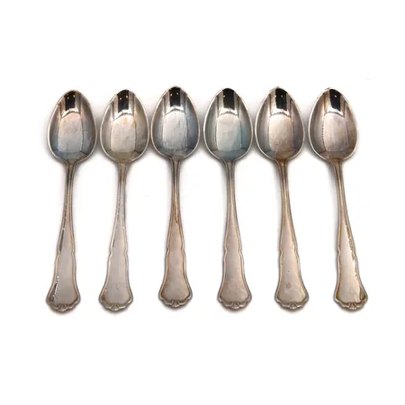 Kuusi kahvilusikkaa, Chippendale, pituus 116mm, 830, Paino: 78,1 g