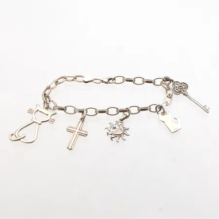 Ranneketju maskoteilla, pituus 185mm, 925br,  Paino: 16,3 g