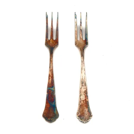 Kaksi leivoshaarukkaa, Chippendale, pituus 150mm, 830, Paino: 39,9 g