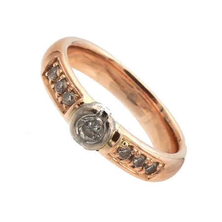 Timanttisormus 1xn.0.07ct 6xn.0.01ct, koko 16½, 585,  Paino: 4,5 g