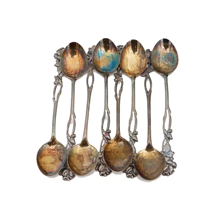 Kahdeksan kahvilusikkaa, Ruusu, kaiverrettu, pituus 115m, 830, Paino: 81,1 g