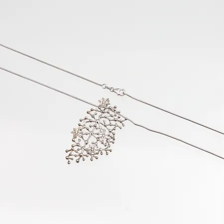 Kivikaulakoru, Tähtitaivas, ketjun pituus 47cm, riipuksen korkeus 43mm, design Tapio Wirkkala, ketjussa pieniä käytön jälkiä, 925br, Paino: 10,6 g