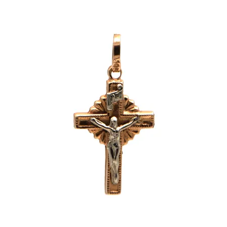 Ristiriipus, korkeus 25mm, kelta- ja valkokultaa, 585,  Paino: 0,6 g