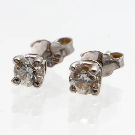 Timanttikorvakorut 2xn.0.09ct, korkeus 3mm, 585 valkokulta, Paino: 1,4 g