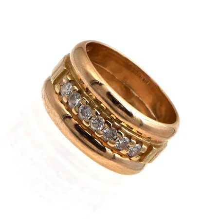 Timanttisormus 7xn.0.02ct, koko 15¾, 585br,  Paino: 7,5 g